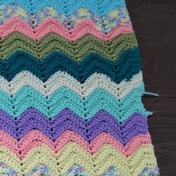 Hand Knit Crochet Multicolour Stripes Blanket - Picture 7 of 7